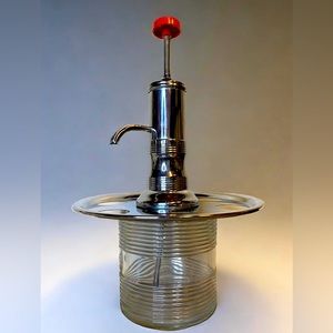 MCM 1950s Liquor Dispenser Pump Glass Decanter Retro Whiskey Barware Decanter